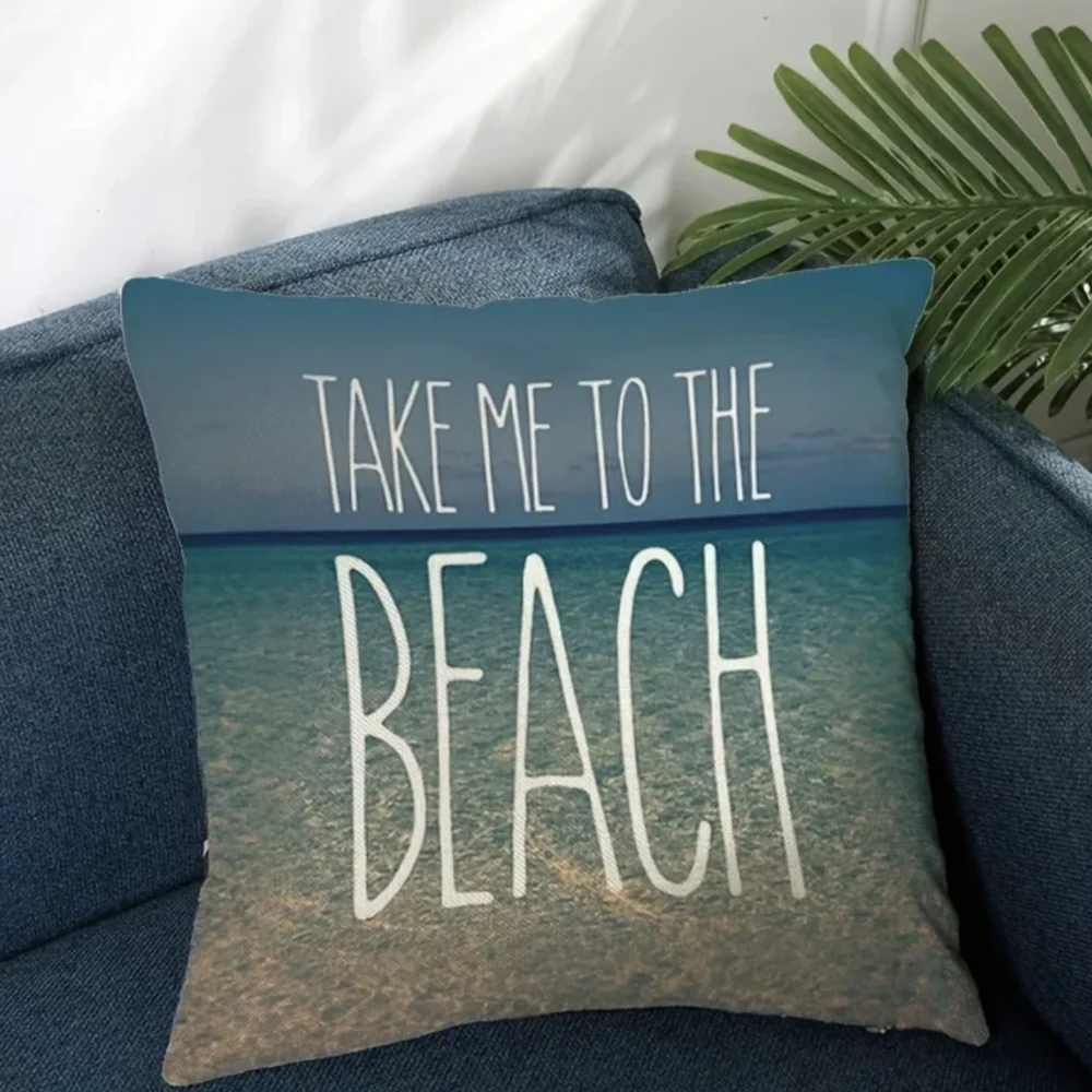 New 1pc Beach Pillow Cover, life is a beach, Happy place, T1MIS